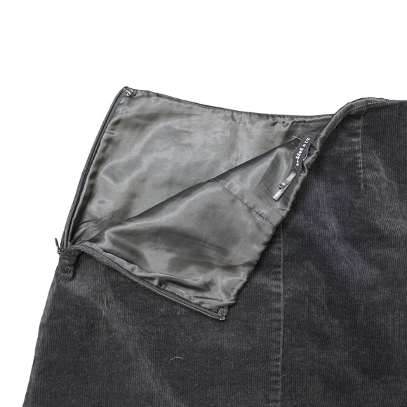 Blu Pepper Black Mini Skirt Sz S Embroidered Floral Corduroy Lined Cotton Skater - Picture 5 of 10